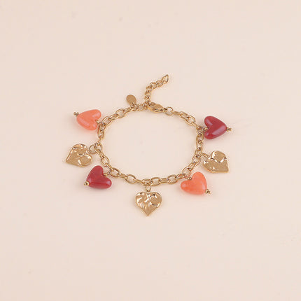 Bracelet - breloques coeurs en résine