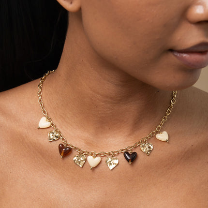 Necklace - resin heart charms