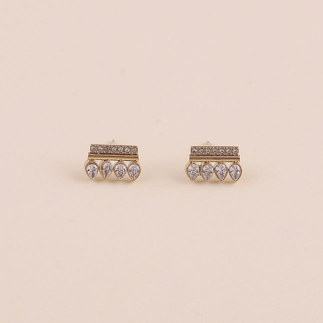 Boucles puces - barre et 4 gouttes avec oxydes de zirconium