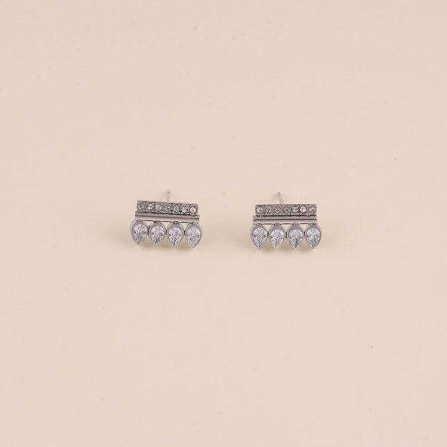 Boucles puces - barre et 4 gouttes avec oxydes de zirconium