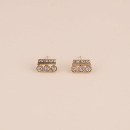 Boucles puces - barre et 3 ronds avec oxydes de zirconium