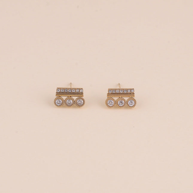 Boucles puces - barre et 3 ronds avec oxydes de zirconium
