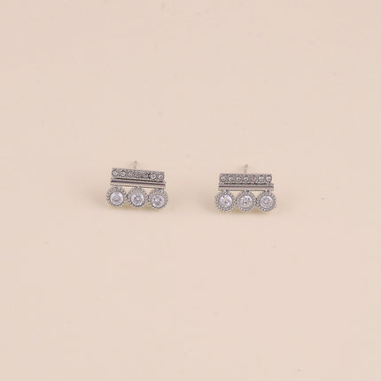 Boucles puces - barre et 3 ronds avec oxydes de zirconium