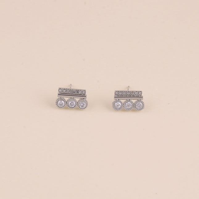 Boucles puces - barre et 3 ronds avec oxydes de zirconium