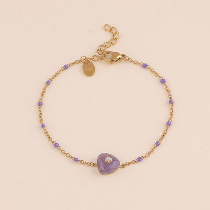 Bracelet - chaîne émaillée, pierre naturelle triangulaire et oxyde de zirconium