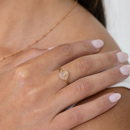 Bague fine - pierre naturelle triangulaire et oxyde de zirconium