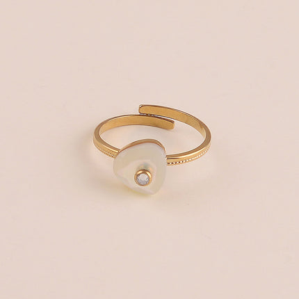 Bague fine - pierre naturelle triangulaire et oxyde de zirconium