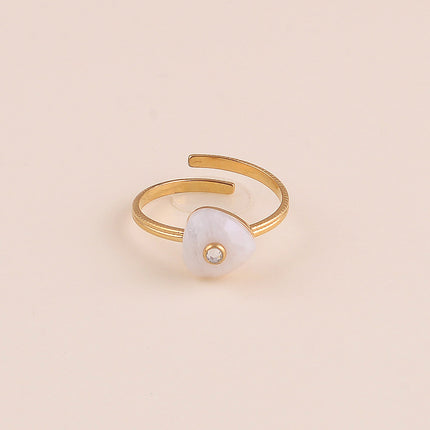 Bague fine - pierre naturelle triangulaire et oxyde de zirconium