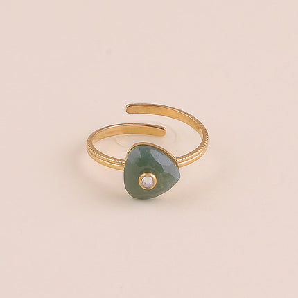 Bague fine - pierre naturelle triangulaire et oxyde de zirconium