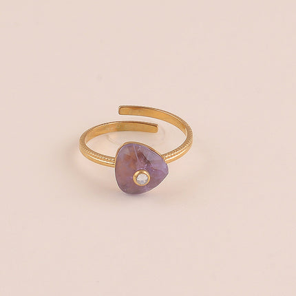 Bague fine - pierre naturelle triangulaire et oxyde de zirconium