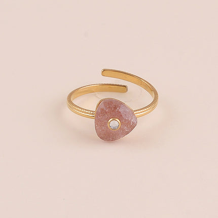 Bague fine - pierre naturelle triangulaire et oxyde de zirconium