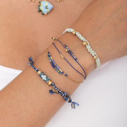 Bracelet multirangs - perles rocailles et pierres naturelles