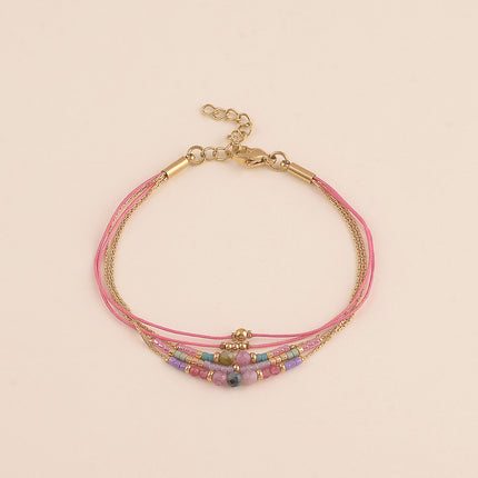 Bracelet multirangs - perles rocailles et pierres naturelles
