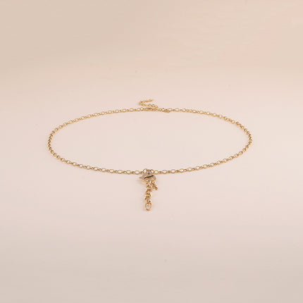 Collier Y - grand mousqueton avec coeur et oxyde de zirconium