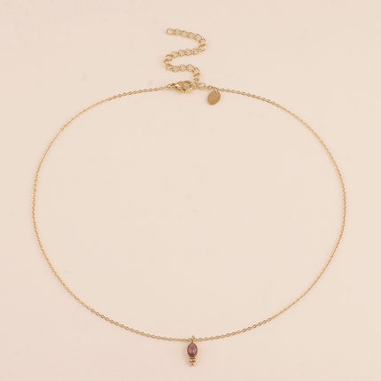 Collier - cristal ovale et 3 boules