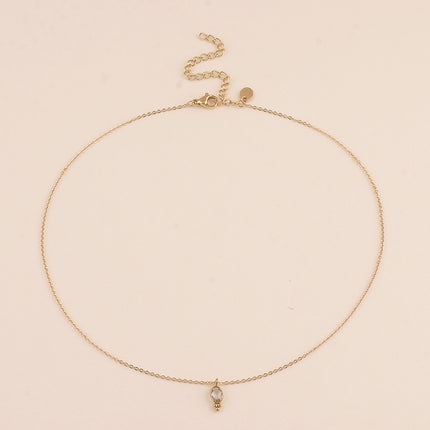 Collier - cristal ovale et 3 boules