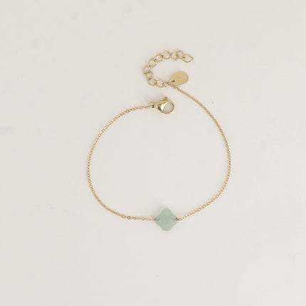 Bracelet - pendentif trèfle en pierre naturelle