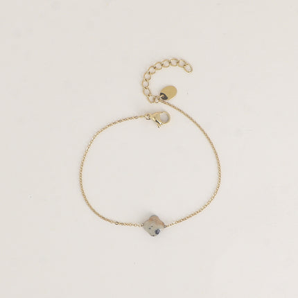 Bracelet - pendentif trèfle en pierre naturelle