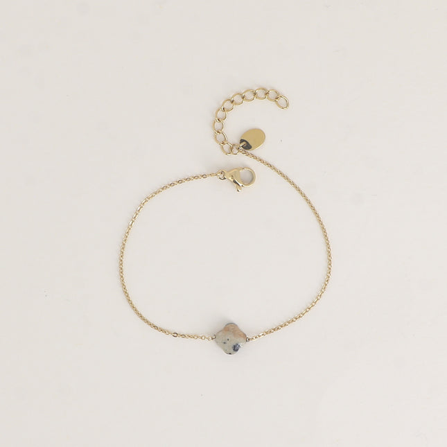 Bracelet - pendentif trèfle en pierre naturelle