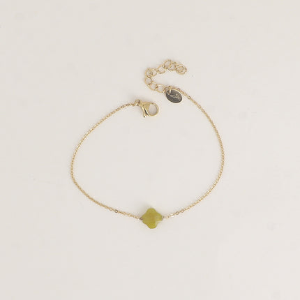 Bracelet - pendentif trèfle en pierre naturelle