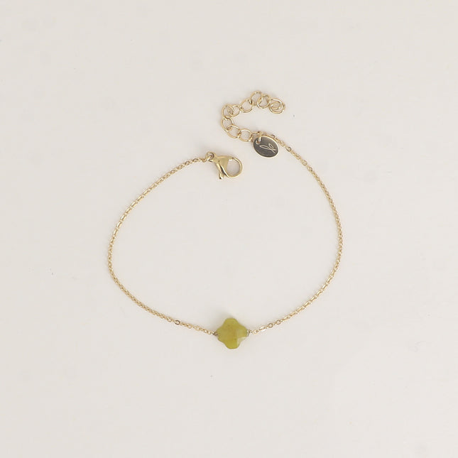 Bracelet - pendentif trèfle en pierre naturelle