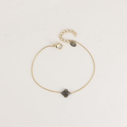 Bracelet - pendentif trèfle en pierre naturelle