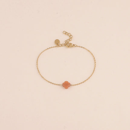 Bracelet - pendentif trèfle en pierre naturelle