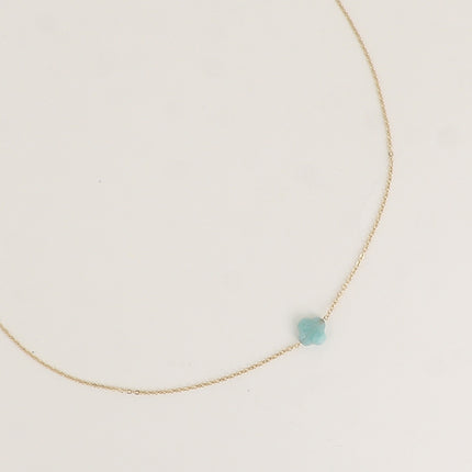 Collier - pendentif trèfle en pierre naturelle