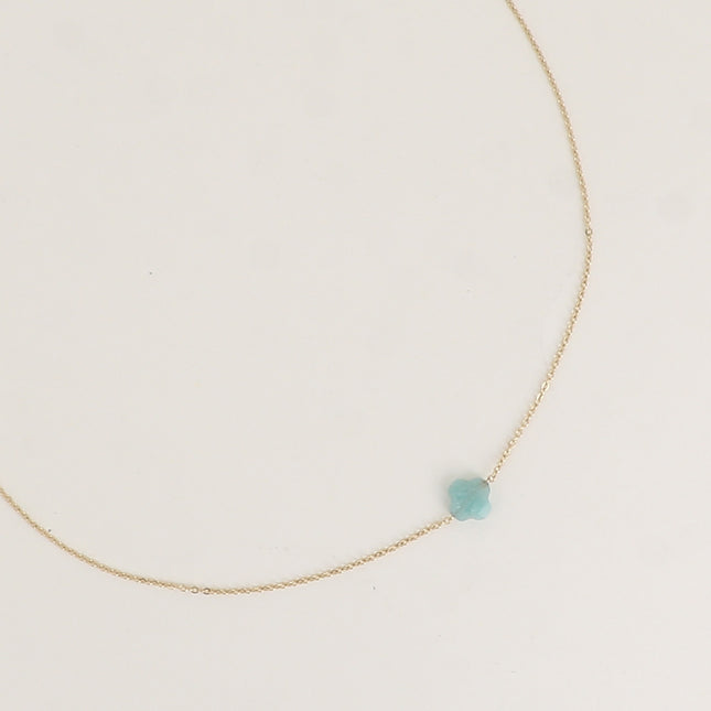 Collier - pendentif trèfle en pierre naturelle
