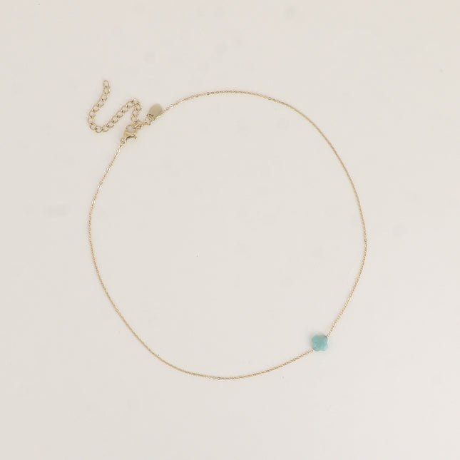Collier - pendentif trèfle en pierre naturelle