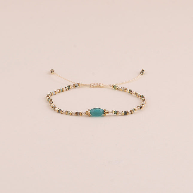 Bracelet sur cordon - pierres naturelles, fermoir coulissant