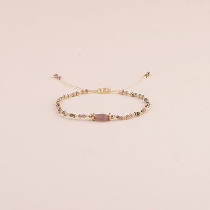 Bracelet sur cordon - pierres naturelles, fermoir coulissant