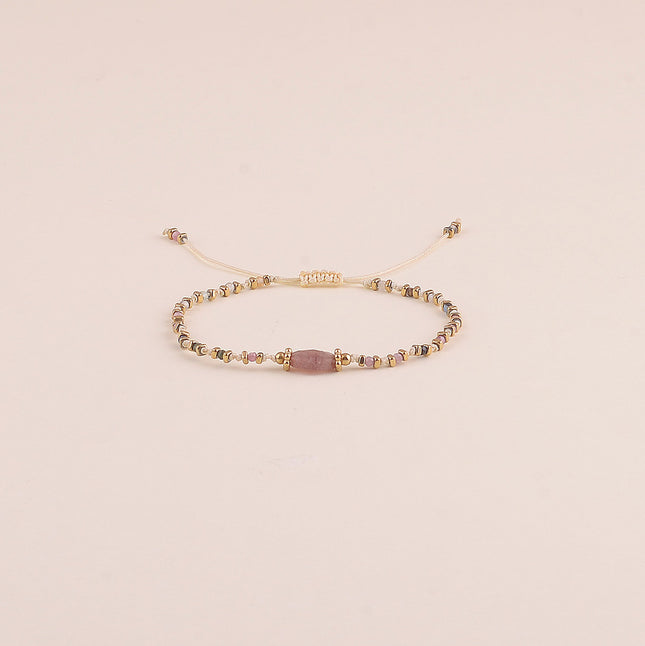 Bracelet sur cordon - pierres naturelles, fermoir coulissant