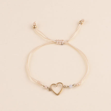 Bracelet sur cordon - pierres naturelles et coeur ajouré