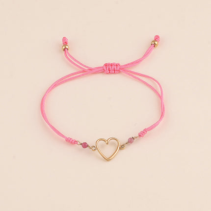 Bracelet sur cordon - pierres naturelles et coeur ajouré