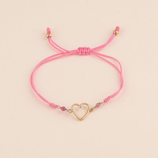 Bracelet sur cordon - pierres naturelles et coeur ajouré