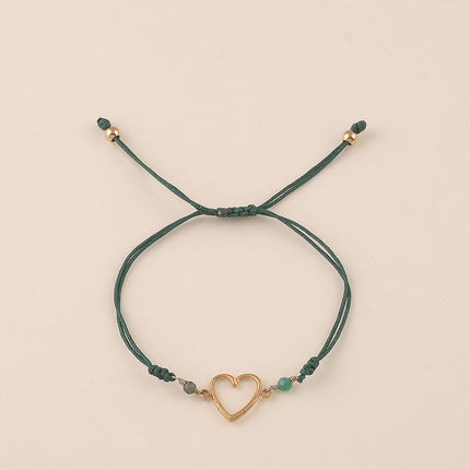 Bracelet sur cordon - pierres naturelles et coeur ajouré