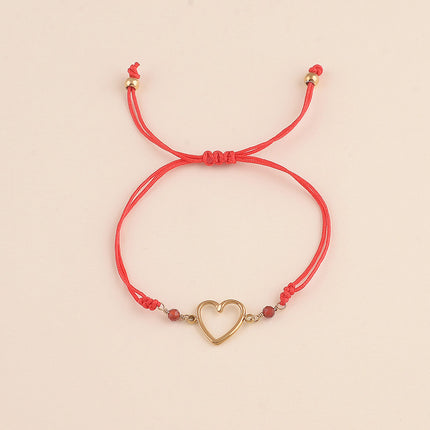 Bracelet sur cordon - pierres naturelles et coeur ajouré