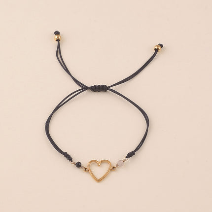 Bracelet sur cordon - pierres naturelles et coeur ajouré