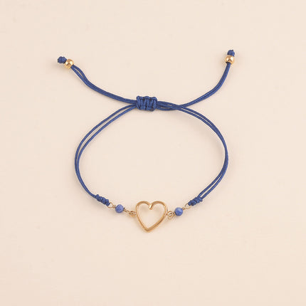Bracelet sur cordon - pierres naturelles et coeur ajouré