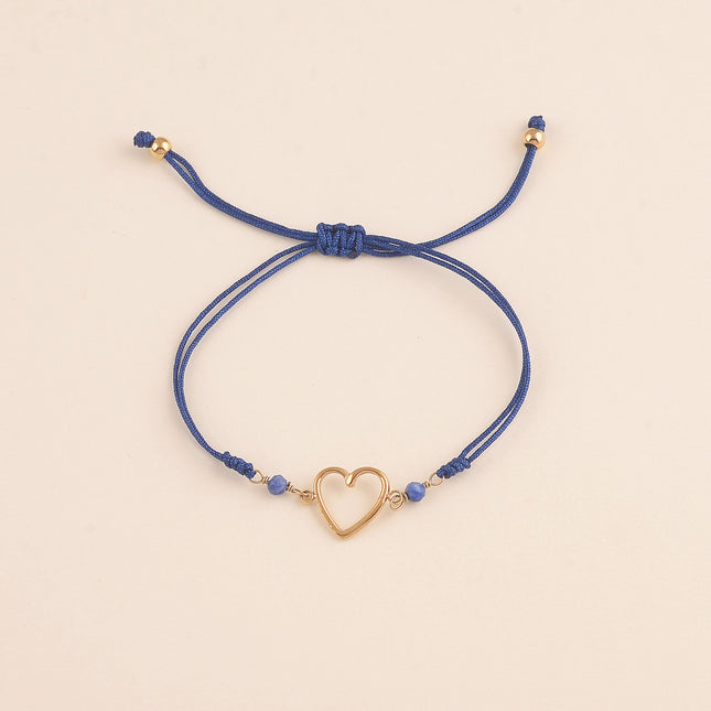 Bracelet sur cordon - pierres naturelles et coeur ajouré