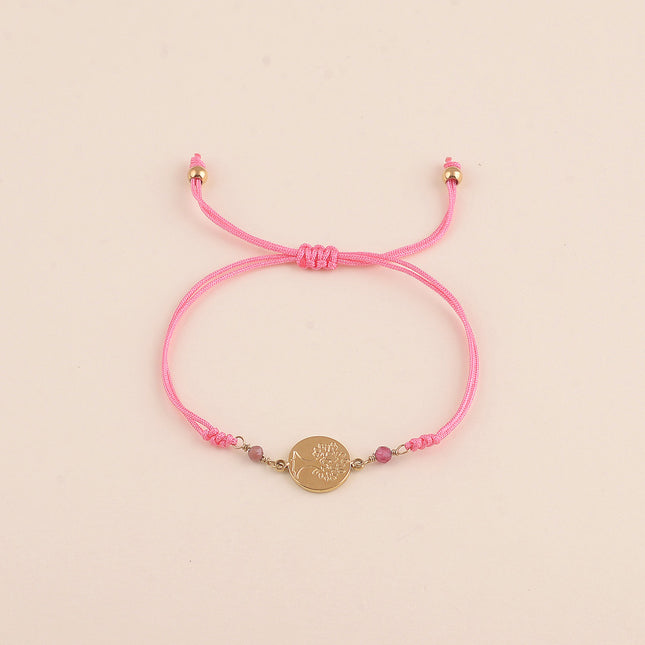 Cord bracelet - sliding clasp, natural stones and the Madonna / Tree of Life