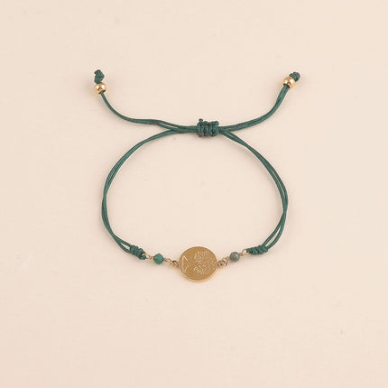 Bracelet sur cordon - fermoir coulissant, pierres naturelles et la Madone / Arbre de vie