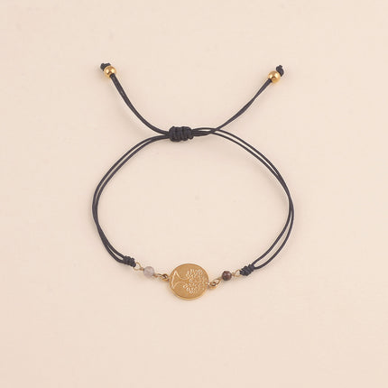 Bracelet sur cordon - fermoir coulissant, pierres naturelles et la Madone / Arbre de vie