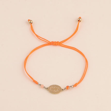 Bracelet sur cordon - fermoir coulissant, pendentif la Madone, pierres naturelles