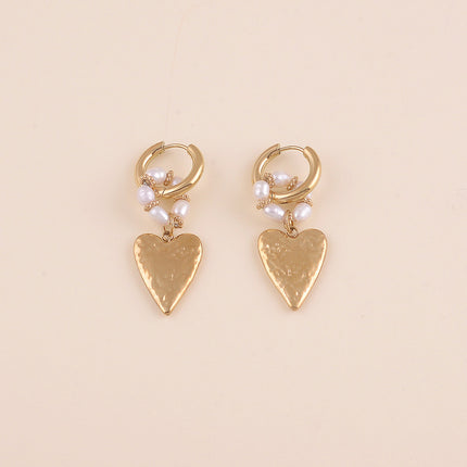 Créoles - anneau de perles d'eau douce, coeur