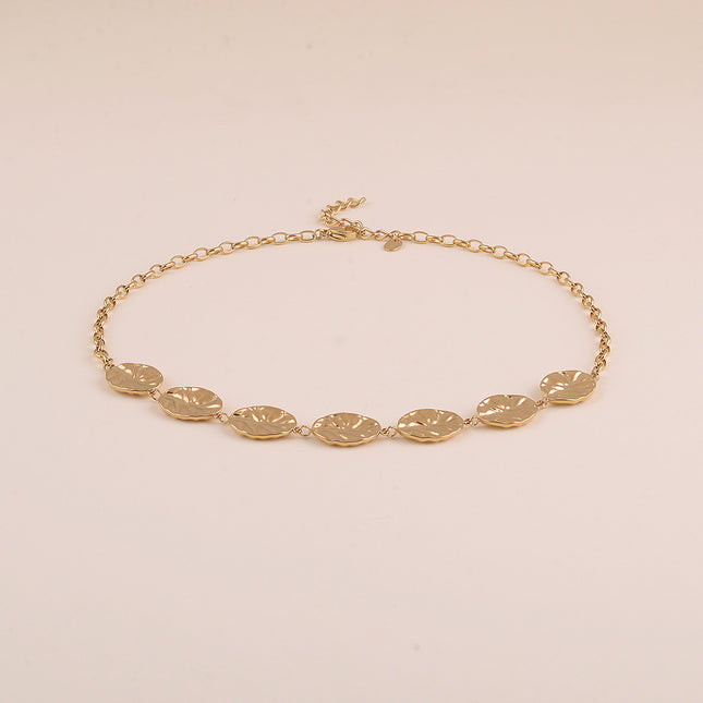 Collier - 7 pièces ovales texturées