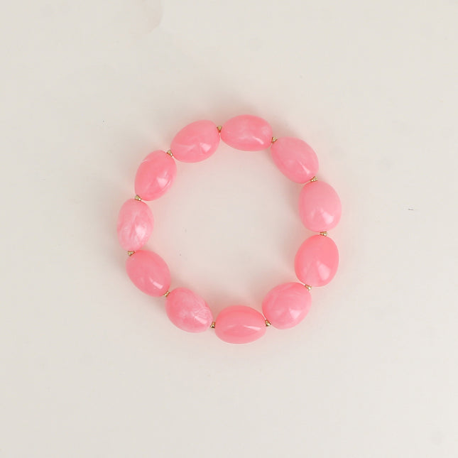 Bracelet élastique - perles de résine ovale