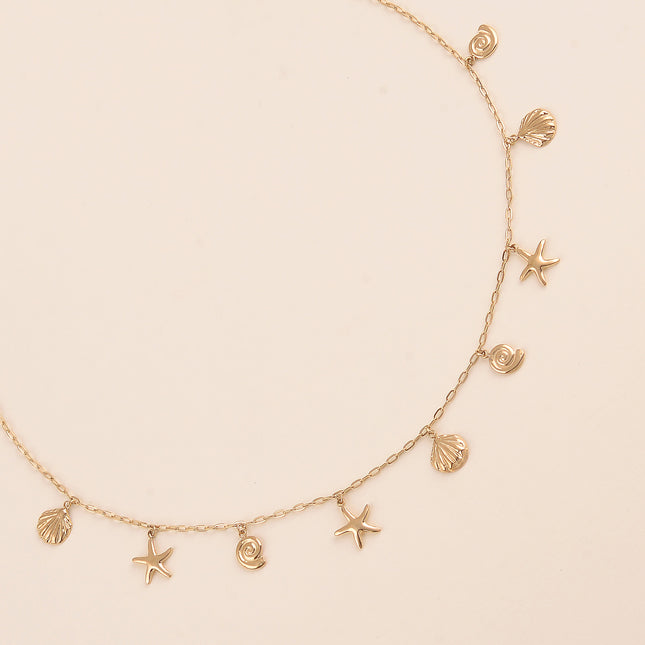 Collier - pampilles étoiles de mer et coquillages