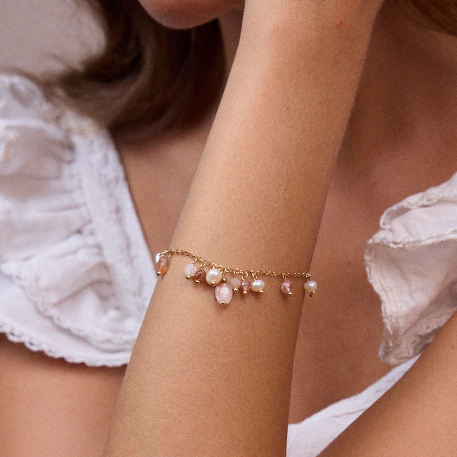 Bracelet - perles d'eau douce et pierres naturelles
